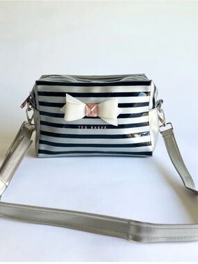 Ted Baker Silver Black Striped Plastic Shoulder Bag Crossbody Bag